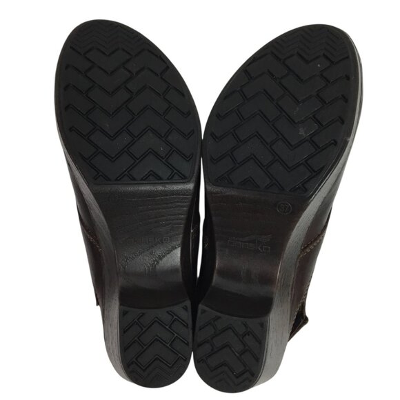 Dansko Pearl Womens 7 Leather Slingback Clogs Brown - Picture 10 of 12